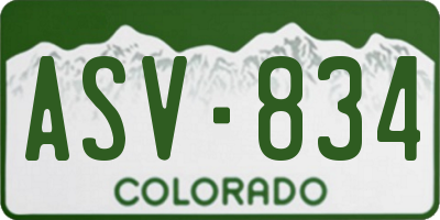 CO license plate ASV834