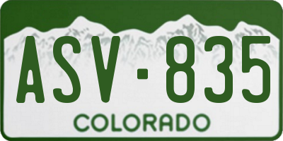 CO license plate ASV835