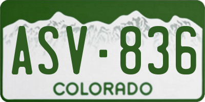 CO license plate ASV836