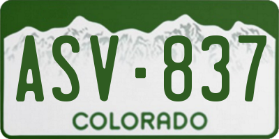CO license plate ASV837