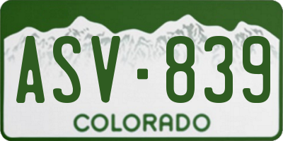 CO license plate ASV839