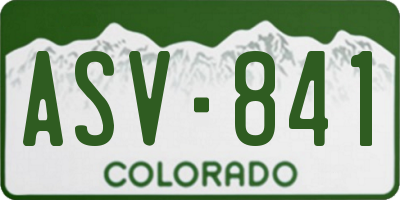 CO license plate ASV841