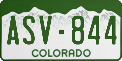 CO license plate ASV844