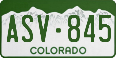 CO license plate ASV845