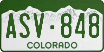 CO license plate ASV848
