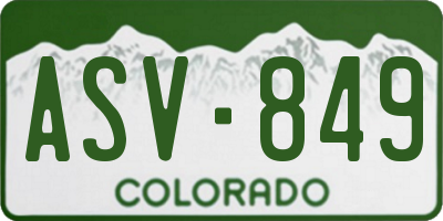 CO license plate ASV849
