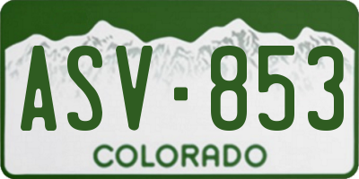 CO license plate ASV853