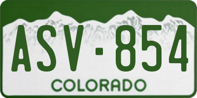 CO license plate ASV854