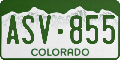 CO license plate ASV855