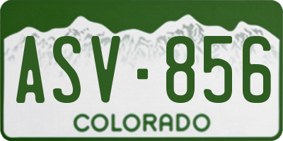 CO license plate ASV856
