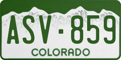 CO license plate ASV859