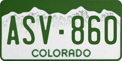 CO license plate ASV860