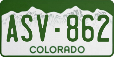 CO license plate ASV862