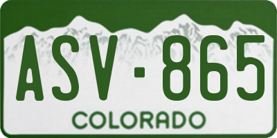 CO license plate ASV865