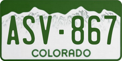 CO license plate ASV867