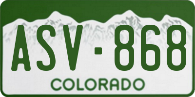 CO license plate ASV868