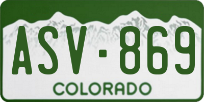 CO license plate ASV869