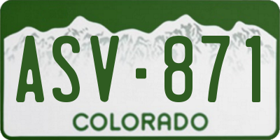 CO license plate ASV871