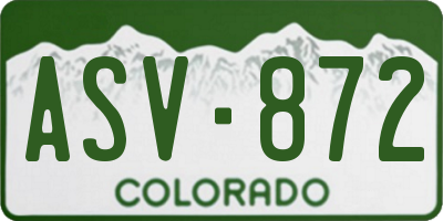 CO license plate ASV872