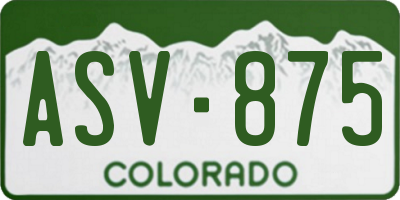 CO license plate ASV875
