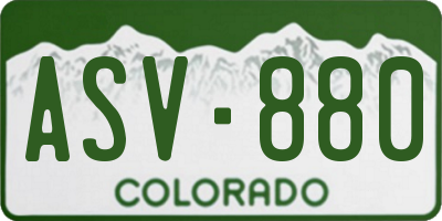 CO license plate ASV880