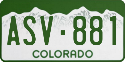 CO license plate ASV881