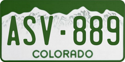 CO license plate ASV889