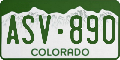 CO license plate ASV890