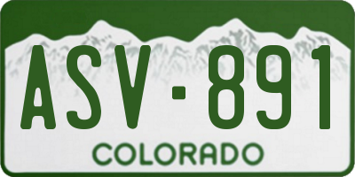 CO license plate ASV891