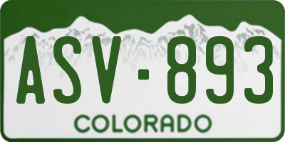 CO license plate ASV893