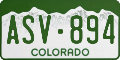 CO license plate ASV894