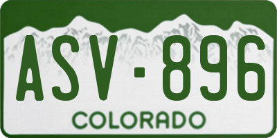 CO license plate ASV896