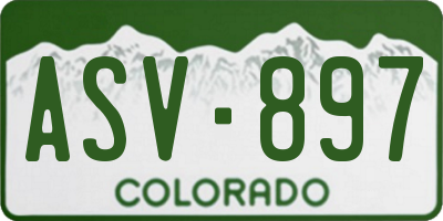 CO license plate ASV897