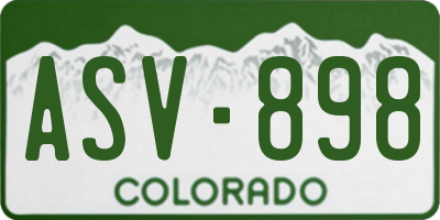 CO license plate ASV898