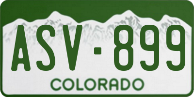 CO license plate ASV899