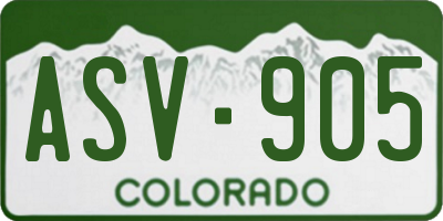 CO license plate ASV905