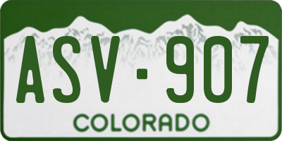 CO license plate ASV907