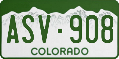 CO license plate ASV908