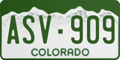 CO license plate ASV909