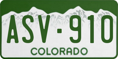 CO license plate ASV910