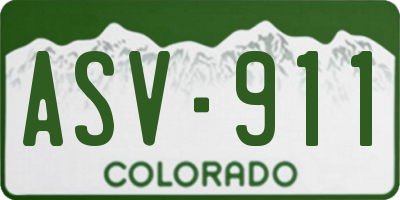 CO license plate ASV911