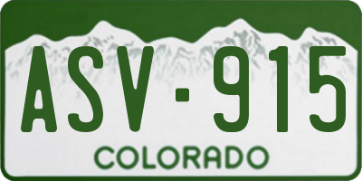 CO license plate ASV915