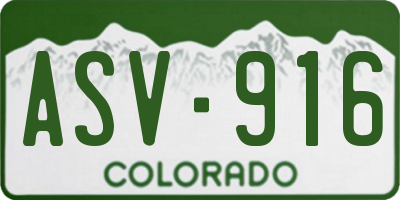 CO license plate ASV916