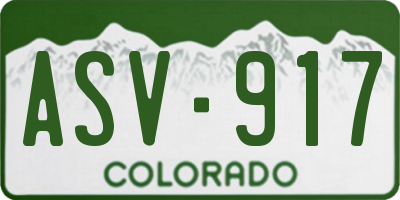 CO license plate ASV917