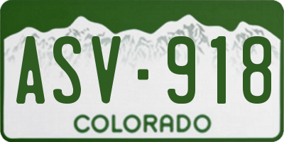 CO license plate ASV918