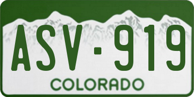 CO license plate ASV919