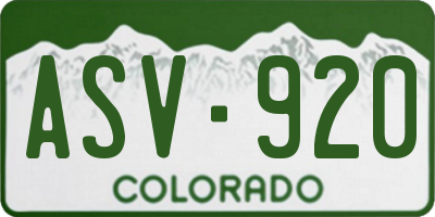 CO license plate ASV920