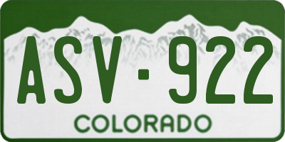 CO license plate ASV922