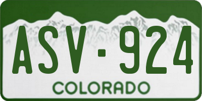 CO license plate ASV924