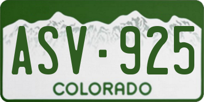 CO license plate ASV925